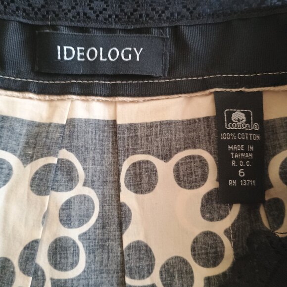 EUC Ideology Black Cream Santa Fe Polka Dot Cotton Pleated Skirt Size 6 - Picture 3 of 4